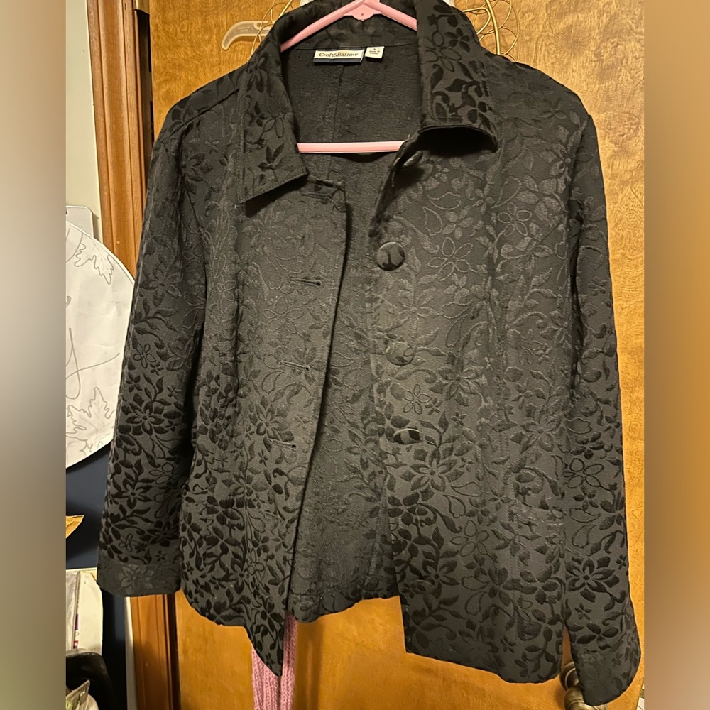 Croft & Barrow Black Floral Blazer